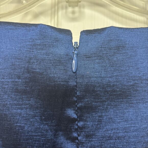 Jessica Howard Evenings Women’s Size 12 Navy Blue Satin Pleated Cocktail Dress - Picture 9 of 10